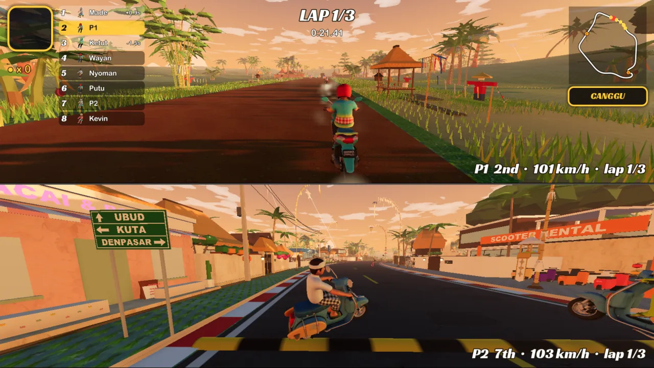 Bali Moto Extreme: split-screen versus